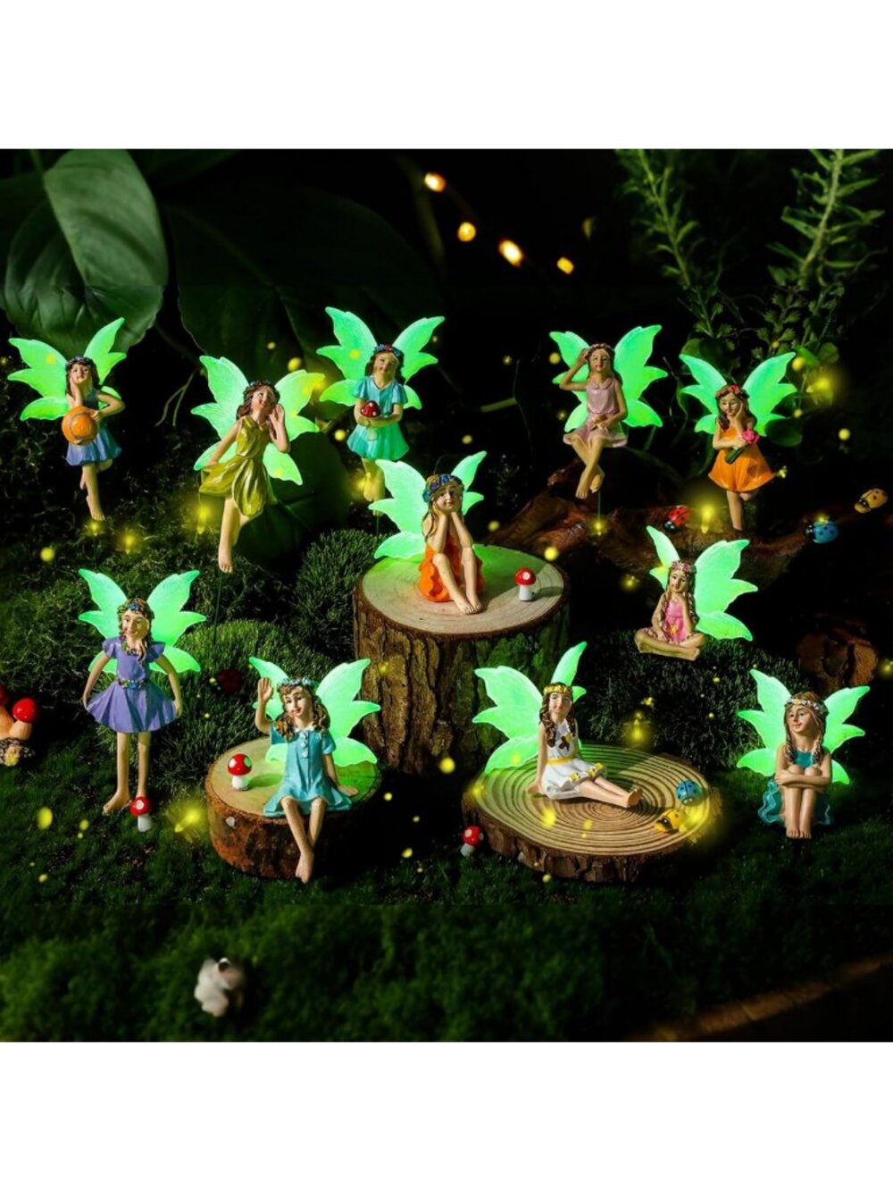 11 Pcs Miniature Fairy Figures Set - Resin Garden Decor & Accessories
